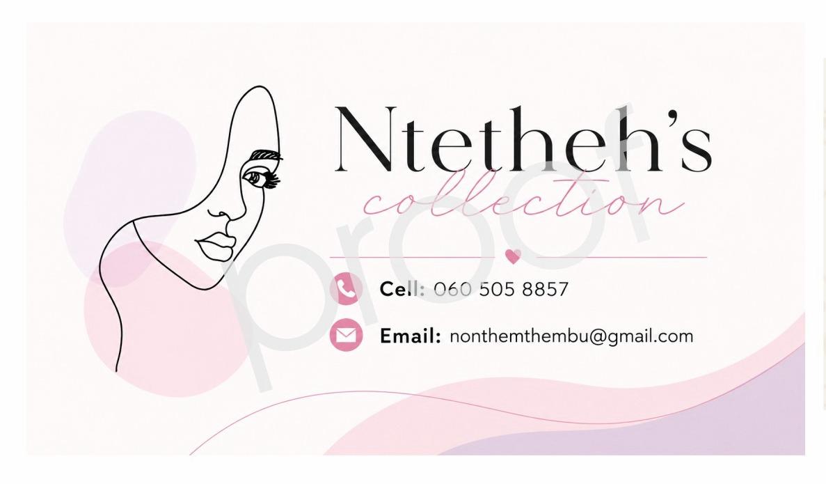 Ntetheh’s Collection business card and brand styling